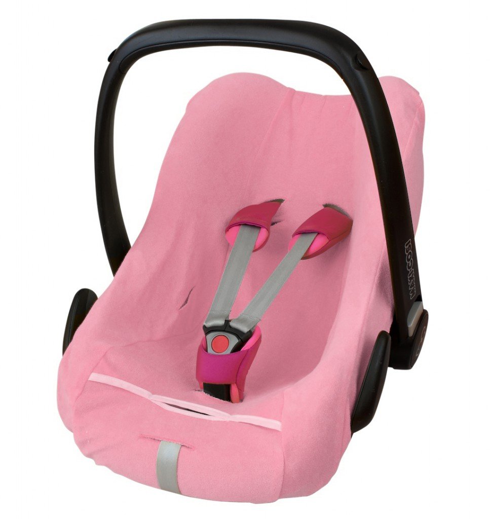 ByBoom - Frottee Sommerbezug, Schonbezug für Babyschale, Autositz, z.B. Maxi Cosi CabrioFix, City, Pebble; Designed in Germany, MADE IN EU, Farbe:Rosa