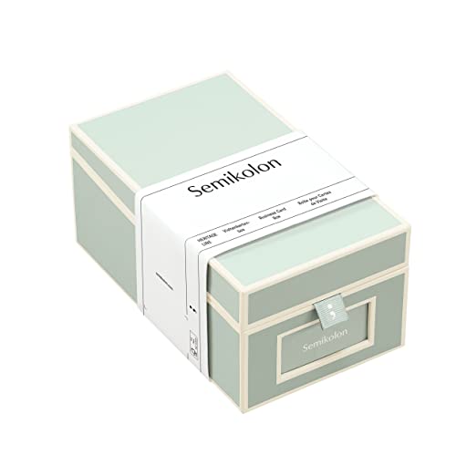Semikolon 364116 Visitenkartenbox – alphabetisches Register – 10,5 x 18 x 8,3 cm – Business-Card-Box – moss pastell-grün