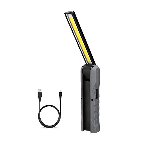 LED Arbeitsleuchte Taschenlampe USB Wiederaufladbare Werkstattlampe, LUXNOVAQ Faltbare Inspektionslampe Tragbare COB Handlampe mit Magnetischer Basis & Schwenk haken & 4 Modi für pkw Auto Mechaniker
