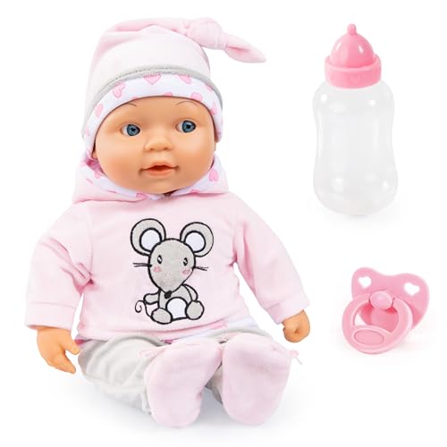 Bayer Design 93844AA Babypuppe, rosa mit Mausmotiv