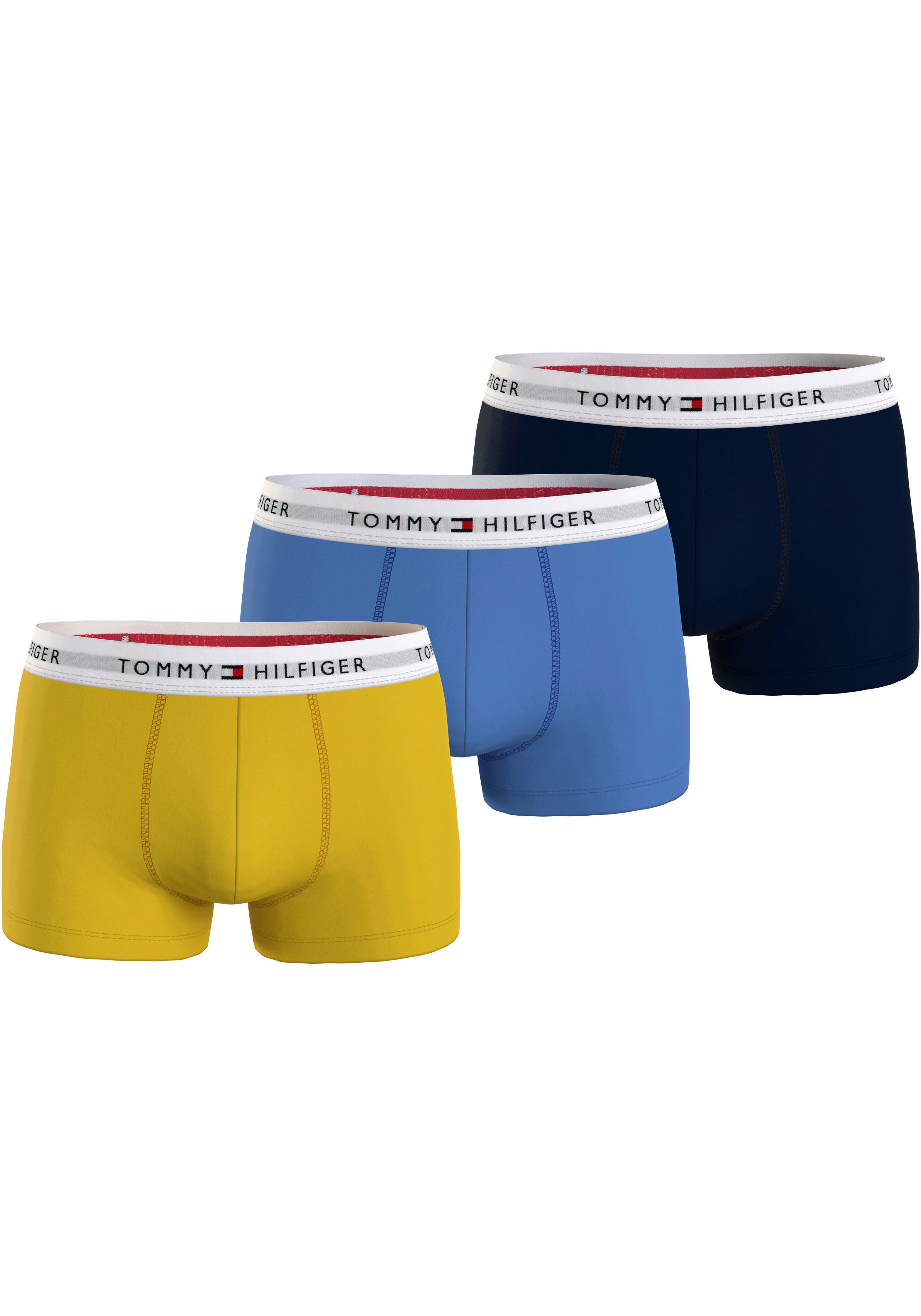 Tommy Hilfiger Underwear Trunk "3P TRUNK", (Packung, 3 St., 3er-Pack), farbig mit weißem Logo-Elastikbund, Signature Kollektion