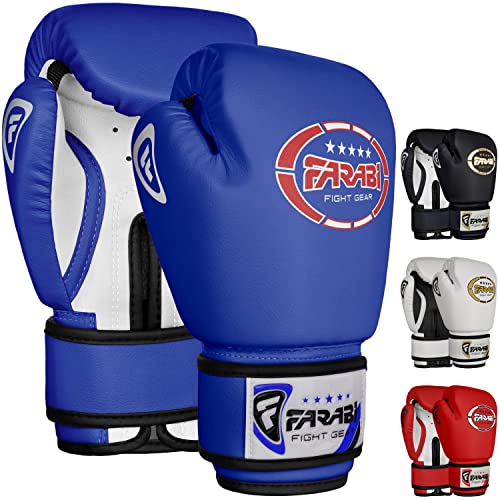 Farabi Sports 4 oz 6 oz 8 oz Boxhandschuhe Kinder Box Handschuhe MMA Muay Thai Kickboxen Sparring Boxsack Training Kinder Boxhandschuhe (Blue, 4-oz)