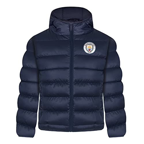 Manchester City FC - Jungen Winter-Steppjacke mit Kapuze - Offizielles Merchandise - Geschenk für Fußballfans - 12-13 Jahre