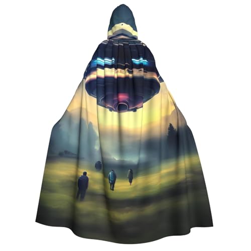 AvImYa Unisex Kapuze Halloween Weihnachten Party Cosplay Kostüme Robe Umhang Umhang Urlaub Waren Ufo Landing Prints