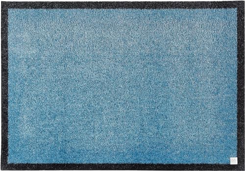 Barbara Becker Fußmatte Touch, Schmutzfangmatte waschbar, für Eingangsbereich Wohnungstür, Fußabstreifer, Türmatte, Blau, 50 x 70 cm