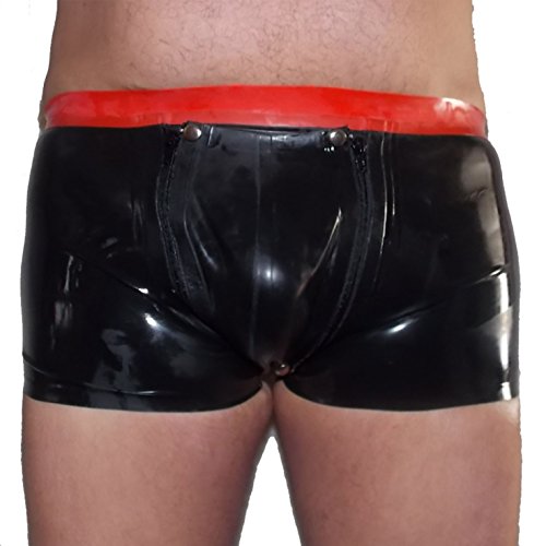 Latex Shorts mit Doppel-Reißverschluss/Innenbeutel Schw Size:S