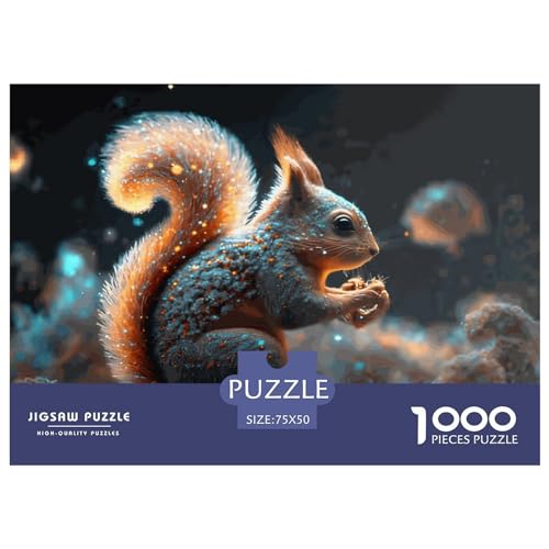 Puzzle für Kinder, Tier-Eichhörnchen, 1000 Teile, Puzzle für Erwachsene, Holzpuzzle für Erwachsene und Kinder, Stressabbau, 1000 Teile (75 x 50 cm)