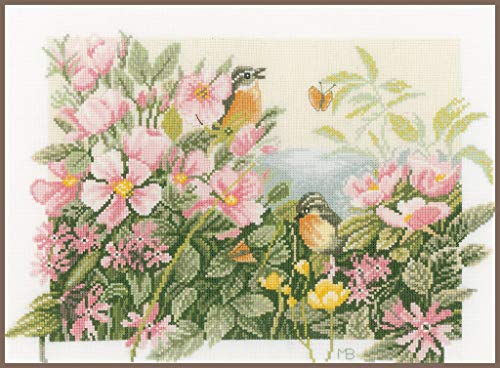 LANARTE PN Zählmusterpackung Vögel&Wilde Rosen Zählstoff Kreuzstichpackung, Baumwolle, Mehrfarbig, 37 x 25 x 0.3 cm