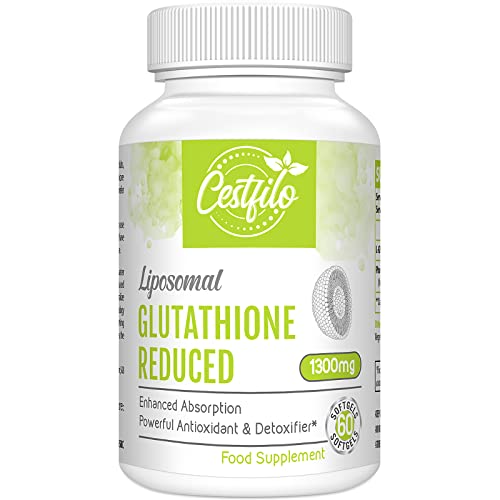Cestfilo Liposomales Glutathion Reduziert 1300 mg, Aktive Form L Glutathion-Reduktase (GSH), Leistungsstarkes Antioxidans für optimalen Zellschutz (60 Stück (1er-Pack))