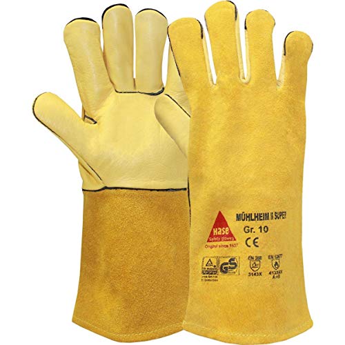 6 Paar Hase Safety Gloves Mühlheim-I-Super Schweißerhandschuhe lang, Leder-Arbeitshandschuhe mit Stulpe Größe XL (10)