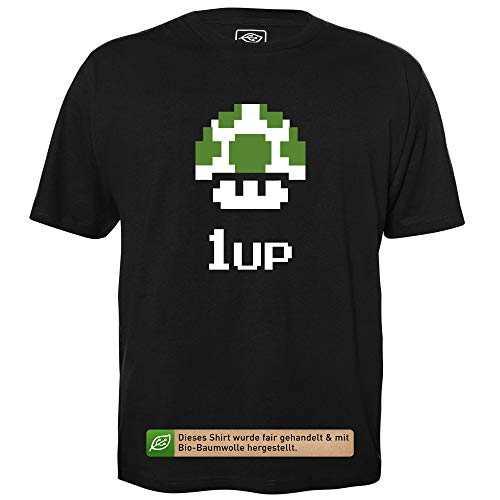 1up - Herren T-Shirt für Geeks mit Spruch Motiv aus Bio-Baumwolle Kurzarm Rundhals Ausschnitt, Größe L