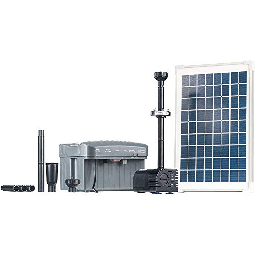Heissner Solar-Pumpen-Set 750 l/h inkl. LED, 2 Wasserspielaufsätzen und Akku