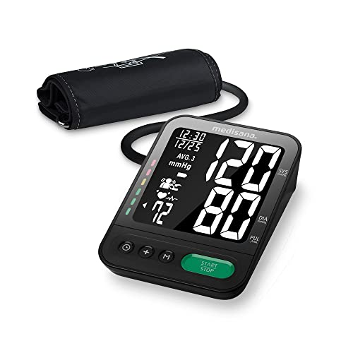Medisana BU 582 Oberarmblutdruckmessgerät für präzise Blutdruckmessung und Pulsmessung während des Aufpumpens mit großer Manschette (23-43cm), Speicherfunktion, LCD-Display und großen Ziffern