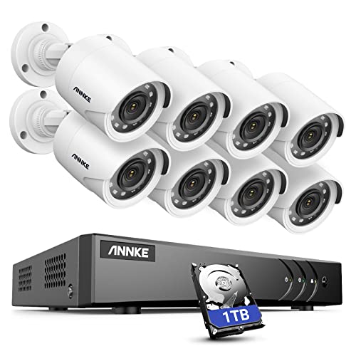 ANNKE Überwachungskamera für den Außenbereich, 8 Kanäle, 5 MP, Lite, DVR, mit 8 Systemen, 1080P, Überwachungskamera, CCTV, IP66, wasserdicht, 30 m, Nachtsicht, 2 TB HDD, installiert, Sicherheitssystem