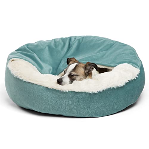 Best Friends by Sheri Cozy Cuddler, Tidepool – Luxury Dog and Cat Bed with Blanket for Warmth and Security - Offers Head, Neck and Joint Support - Machine Washable
