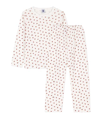 Petit Bateau Jungen Pyjama, Weiss Marshmallow / Mehrfarbig, 8 Jahre