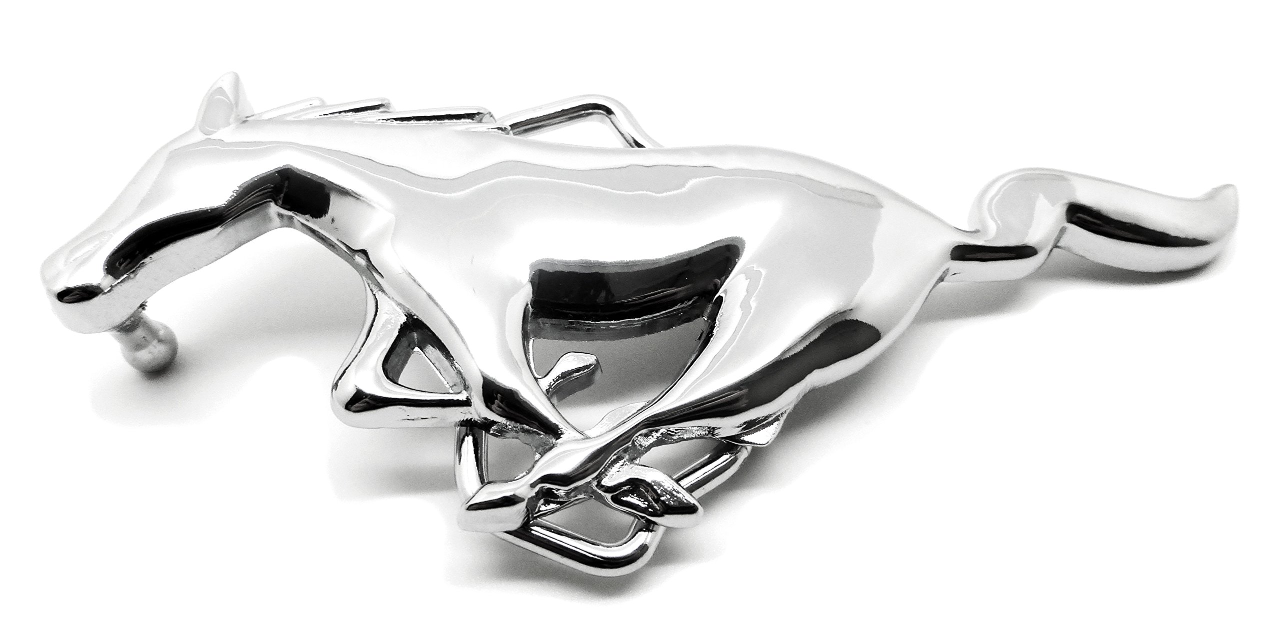 Ford Mustang Gürtelschnalle - Silber Galoppierendes Pferd mit Spiegel Fertig - Offiziell Lizenziertes Produkt