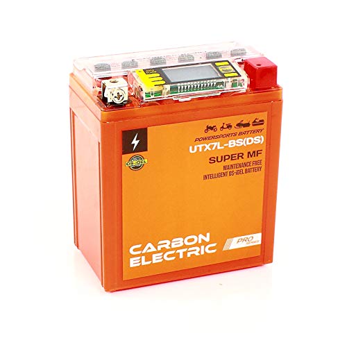 Carbon Electric Batterie UTX7L-BS Motorradbatterie YTX7L-BS 12V 7Ah Mit Stromtester Motorrad Roller Rollerbatterie
