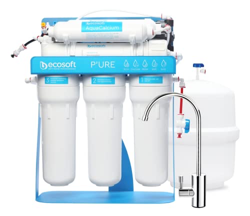 BWT P'URE Ecosoft AquaCalcium mit Metallrahmenpumpe | Umkehrosmose für zu Hause | filtert 99,8% der Wasserverunreinigungen | mineralisiert Trinkwasser mit Kalzium | mit Wassertank