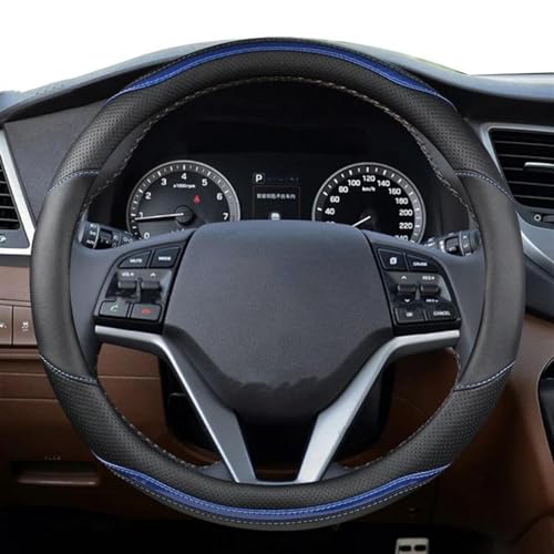 Auto Lenkrad Abdeckung Nicht-Slip Mikrofaser Leder Auto Zubehör Für Hyundai NX4 IX35 2016 2017 2018-2022 (Color : Blue O Shape)