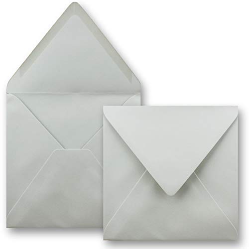 Quadratische Brief-Umschläge ohne Fenster in Hellgrau - 150 Stück - 15,5 x 15,5 cm - Nassklebung - Für Hochzeits-Karten, Einladungskarten und mehr - Serie FarbenFroh®