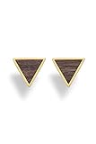 KERBHOLZ Holzschmuck – Geometrics Collection Triangle Earring, Damen Ohrring geometrisch, kleine Ohrstecker mit Dreieck aus Naturholz, gold (8,5mm x 7,5mm)