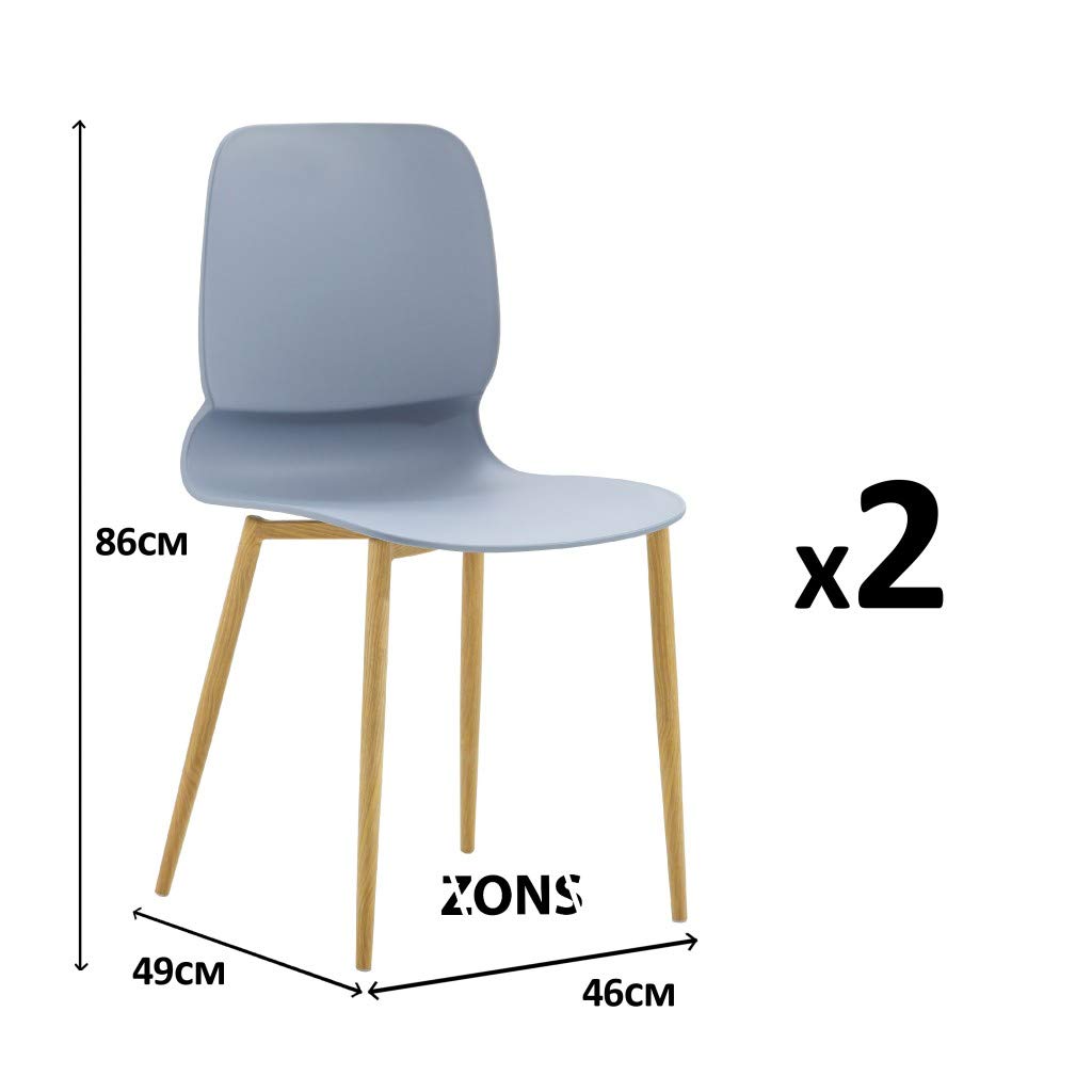 Zons MAZ Set mit 2 Stühlen aus Metall, mit Sitzfläche aus Polypropylen, Grau