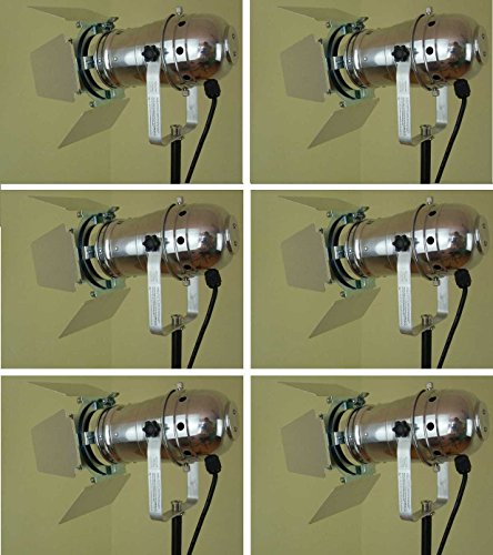 6 x PAR 30 Spot-Light Scheinwerfer SILBER polish PAR-30 mit Torblende, E-27 Fassung & Kabel mit Schuko-Stecker