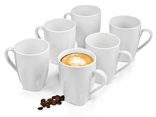 Sänger | Kaffeetassen Set Markant 6 tlg, Kaffeebecher Porzellan für 6 Personen, Tassen Set in Weiß, Kaffeetassen & Becher spülmaschinenfest, Servier Geschirr Weiß für Kaffee und Tee | 250 ml