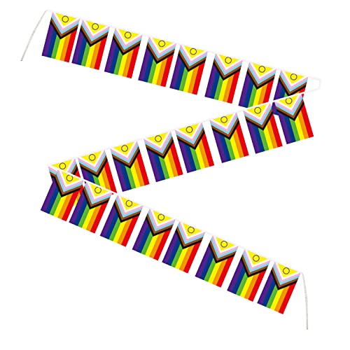 Weston Ink Intersex Progress Pride String Flaggen Regenbogen Gay LGBT Wimpelkette Banner für Feiern Monate Events Feier Party Dekoration Sport Bars