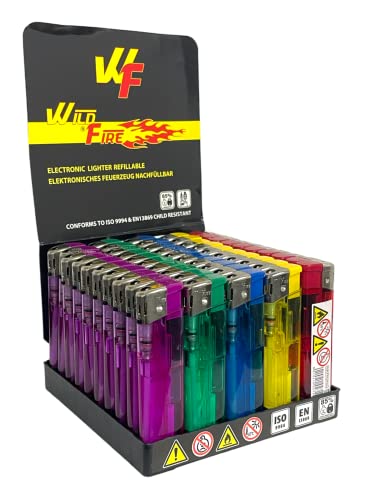 Clearfee Elektronik Feuerzeug nachfüllbar, Bunt, Transparent Feuerzeug, Lighter (500 Stück)