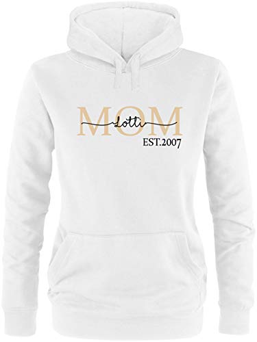 EZYshirt® Mom Pullover mit Kindernamen | personalisierbar auch als Geschenk Pullover Damen | Frauen Kapuzenpullover | Hoodie