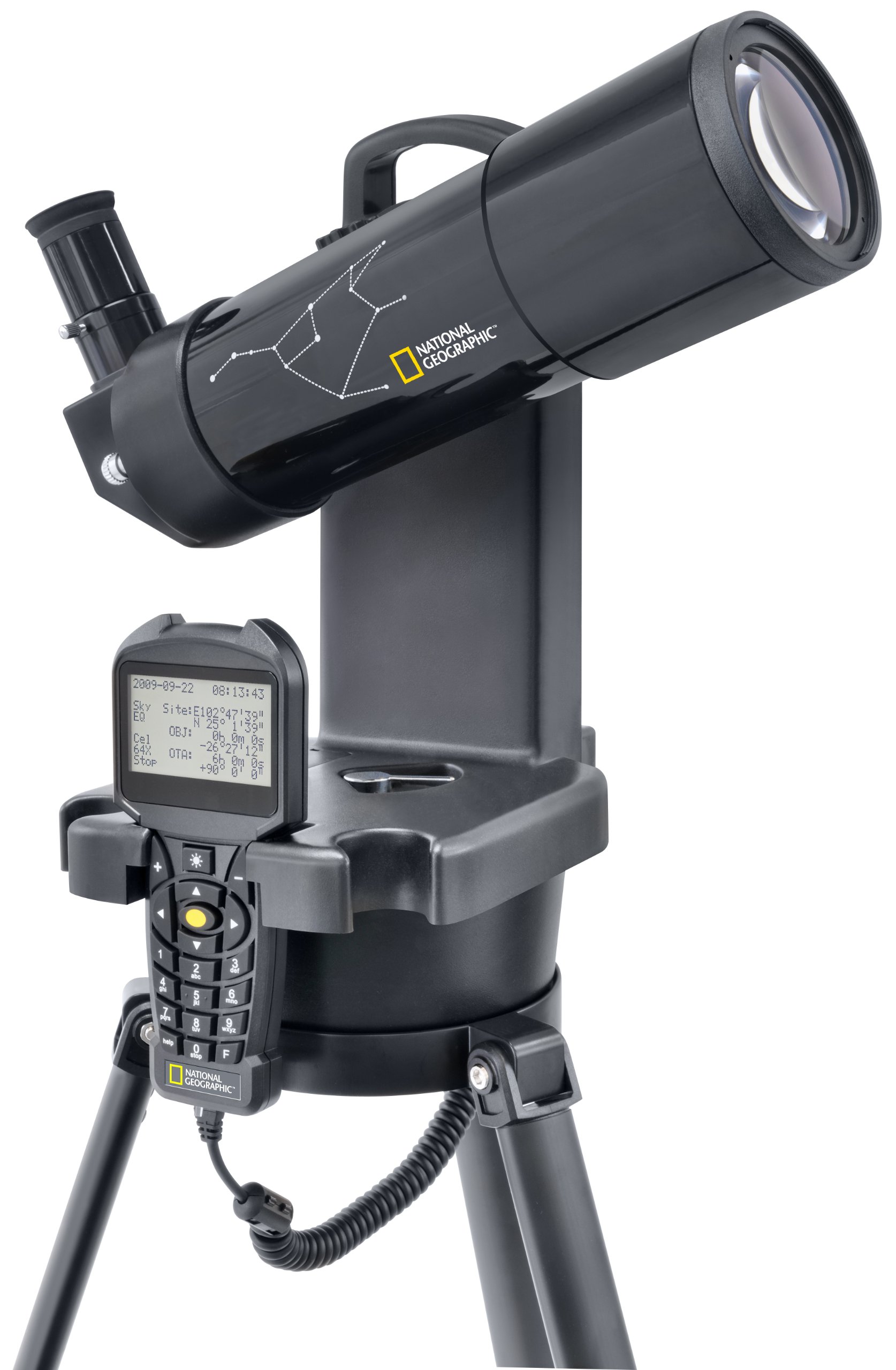 National Geographic Refraktor Teleskop 70/350 computergesteuert mit automatischer Steuerung per Handbox inklusive Stativ und umfangreichem Zubehör