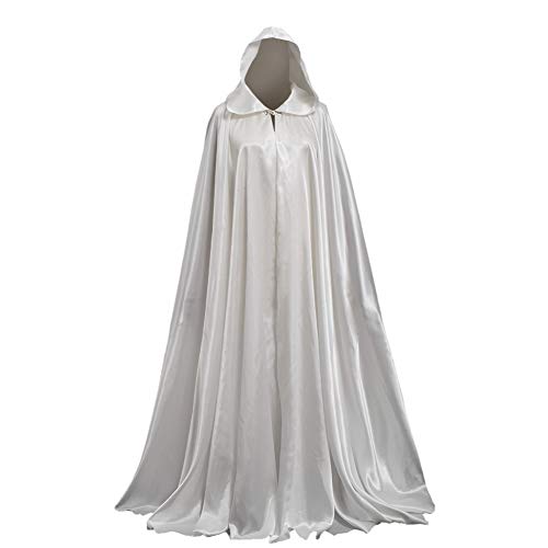 GRACEART Damen Cape Umhang Mit Kapuze Mittelalter Mantel Lang Halloween kostüm Für Hochzeit Braut Abendkleid Brautkleid (Elfenbein)