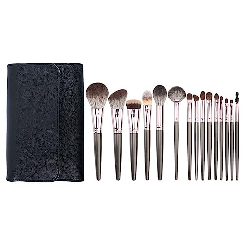 Qutsvosh 15-Teiliges Make-Up-Pinsel-Set, Tierhaar-Grundierungspinsel, Loser Puderpinsel, Lidschattenpinsel, Beauty-Tool