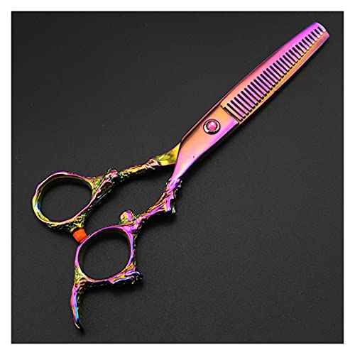 Haarschneidscheren 7-Zoll-Haustierpfleger-Schere, Gold/Pink/Silber, Haustierschere, Schönheitsschere, Haarverdünnungsschere, speziell für Haustiere (Color : Purple thinning)