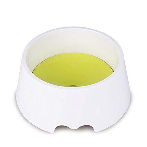 Super Design Single Dog Water Bowl Slow Feeder Automatic 2 in 1 Dripless No Spill Anti Spill Anti-Dust Anti-Choking Pet Food Bowls for Dogs or Cats (Yellow)