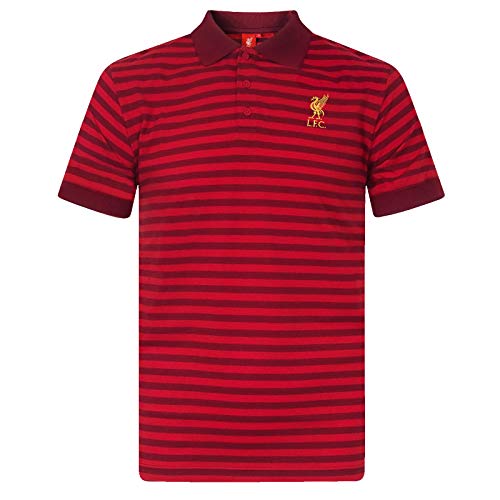 Liverpool FC - Herren Polo-Shirt mit Streifen - garngefärbt/meliert - Offizielles Merchandise - Geschenk für Fußballfans - Rot - M