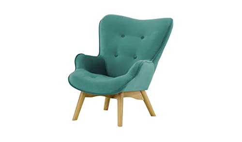 Nordville Bloomy Sessel Mini Für Kinder Kronos- Ohrensessel in Landhaus-Stil | Der perfekte Polstersessel für entspannte, Lange Fernseh- und Leseabende (Mintgrün, Eiche hell)