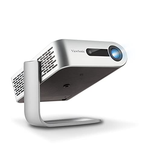 Viewsonic M1+ Portabler LED Projektor (WVGA, 300 Lumen, HDMI, USB, USB-C, WLAN Konnektivität, 3 Watt Lautsprecher, SD-Kartenleser) Silber