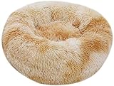 Enetos Bett Rundes Hundebetten Haustierbett katzenbett waschbar Sehr weich und bequem Ovales Doughnut Nesting Cave-Bett,geeignet für Katzen und kleine,mittelgroße Hunde(70cm Durchmesser)