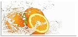 ARTland Spritzschutz Küche aus Alu für Herd Spüle 120x55 cm (BxH) Küchenrückwand mit Motiv Essen Obst Früchte Orangen Wasser Modern Hell Orange T5UI