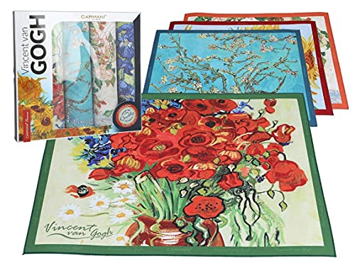 CARMANI - Set mit 4 Tischsets Tischsets Tischsets rutschfest hitzebeständig verziert mit Vincent Van Gogh, gemischt