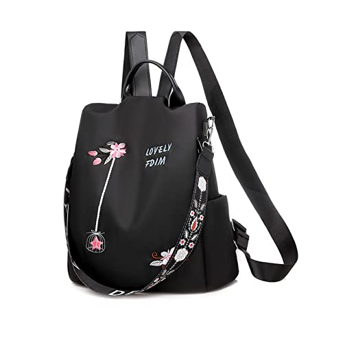 Balakaka Damen Wasserdichter rucksack damen Stylische rucksäcke, 2 in 1 Handtasche,Casual Daypack für Damen Mädchen Laptop-backpack ( Blumen),Schwarz