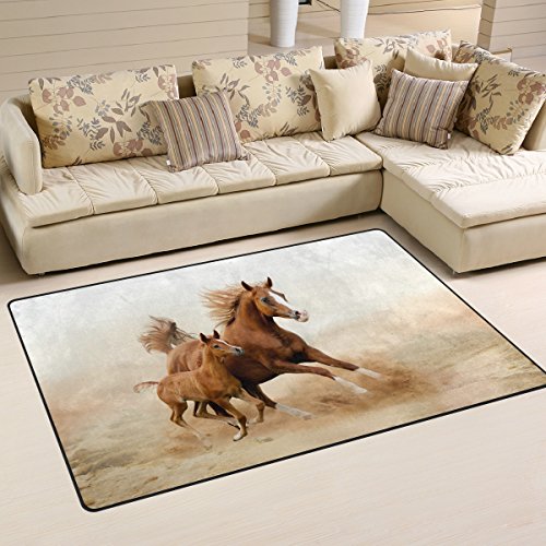 coosun Baby Pferd und seine Mutter Bereich Teppich Teppich rutschfeste Fußmatte Fußmatten für Wohnzimmer Schlafzimmer 152,4 x 99,1 cm, Textil, multi, 60 x 39 inch