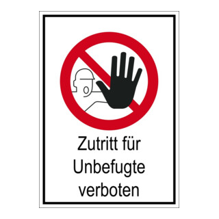 Eichner Verbotsschild Zutritt für Unbefugte verboten 29,7 cm