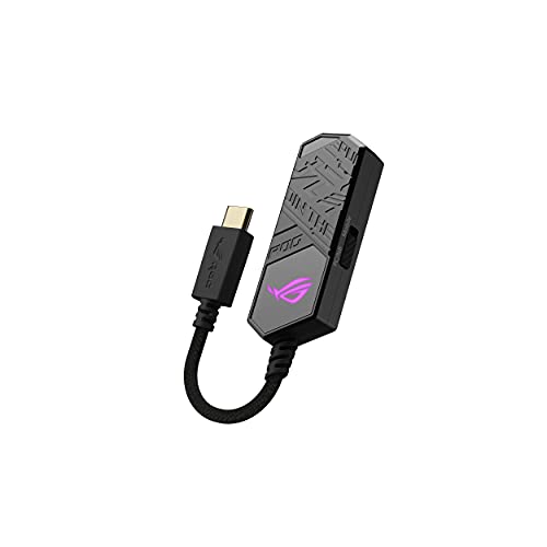 ASUS ROG Clavis USB-C Gaming DAC (ESS 9281 Quad DAC-Verstärker, AI Noise Canceling Mikrofon, MQA Rendering, Aura Sync RGB, kompatibel mit PC, Handy, Playstation 5 und Switch)