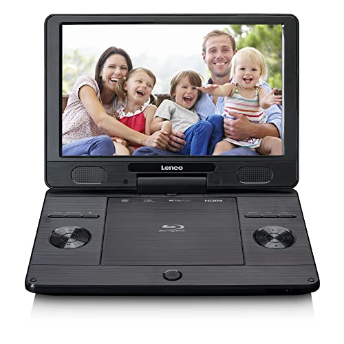 Lenco BRP-1150 tragbarer Blu-Ray DVD-Player - 11,5” drehbarer TFT Bildschirm mit 1024 x 600 Pixel - integrierter Akku - mit Netz- und KfZ-Adapter - USB Eingang - AV-Out - HDMI - Schwarz