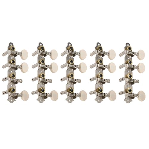 Clyictz 5 x Stimmwirbel mit weißen Perlenknöpfen 4L + 4R für Mandoline