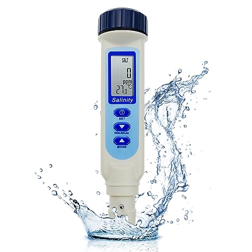 Stift Stil Salzgehalt und Temperatur ATC und NaCl Salzwasser Qualitäts Messgerät für Salzwasser, Aquarium, Hydroponik und Lebensmittel (100.0ppt)